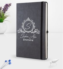 Kişiye Özel İsimli Siyah Termo Deri Defter 16x24cm Model 11
