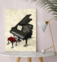 BK Gift Piyano Tasarımlı Kanvas Tablo 30x50cm-1