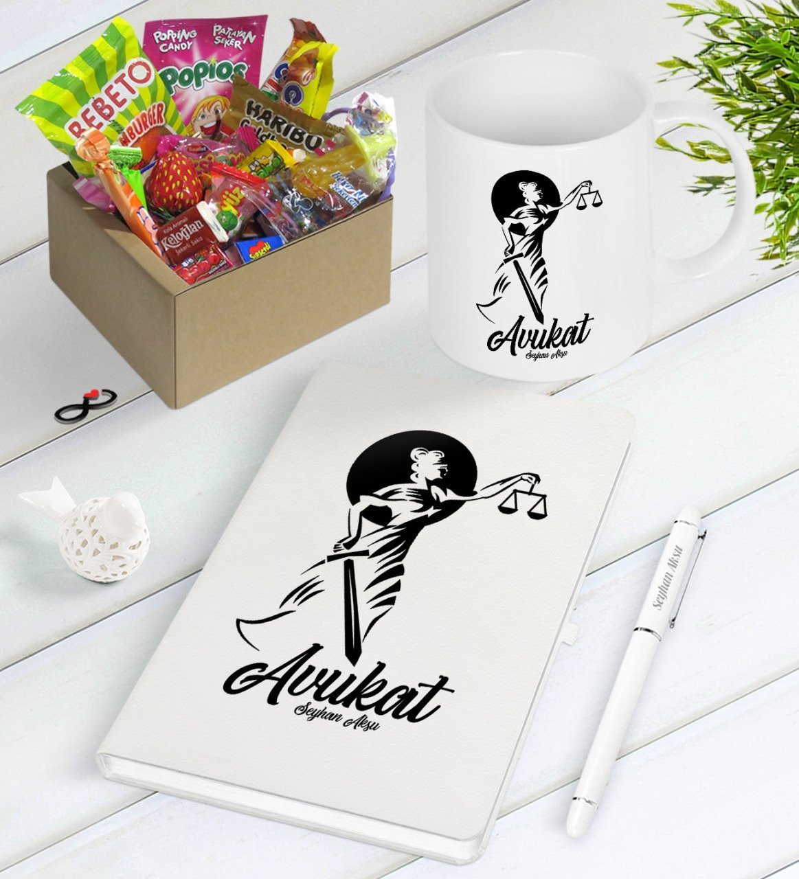 Kişiye Özel Avukat Nostaljik Lezzetler Defter Kalem Kupa Hediye Seti-15