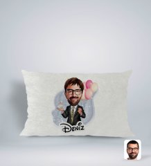 Kişiye Özel İsimli Erkek Doğum Günü Karikatürlü Dikdörtgen Araç Koltuk Yastığı-3