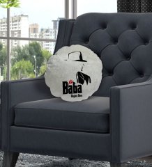 Kişiye Özel İsimli Baba Godfather Tasarımlı Yuvarlak Dekoratif Kırlent Yastık-16