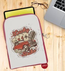 BK Gift Lucky Strike Tasarımlı Taşınabilir Koruyucu Tablet Kılıfı & Organizer Çanta - Pembe-1