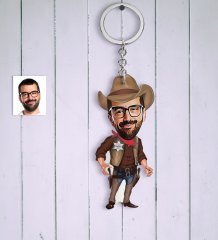 Kişiye Özel Bay Şerif Karikatür Anahtarlık
