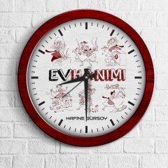 Kişiye Özel Ev Hanımı Ahşap Duvar Saati - 2