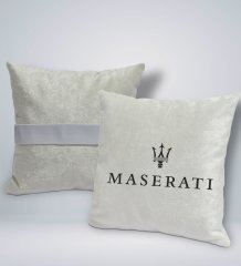 BK Gift Maserati Tasarımlı Kare Araç Koltuk Yastığı-1