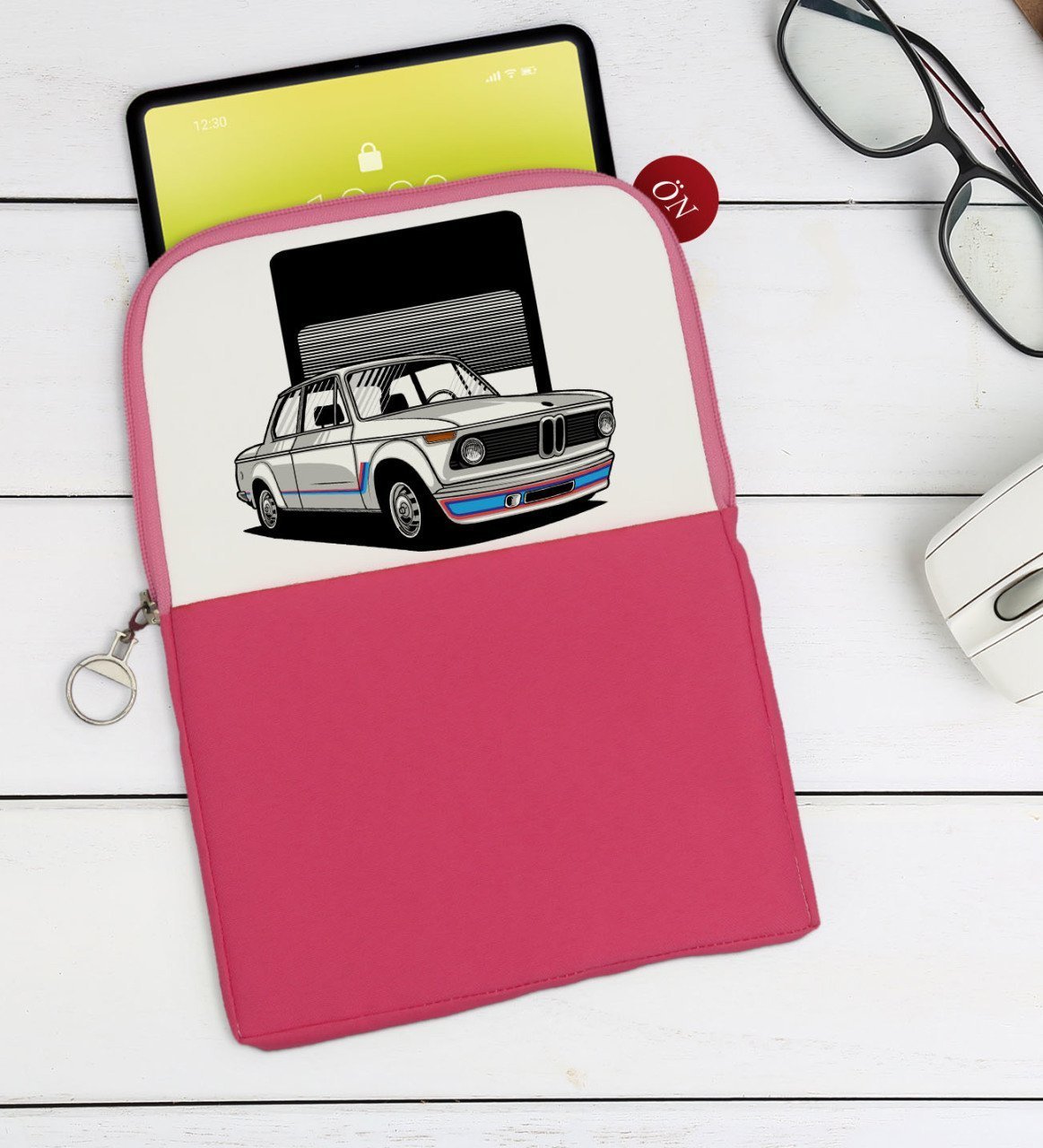 BK Gift Klasik Araç Tasarımlı Taşınabilir Koruyucu Tablet Kılıfı & Organizer Çanta - Pembe-11