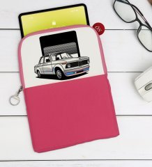 BK Gift Klasik Araç Tasarımlı Taşınabilir Koruyucu Tablet Kılıfı & Organizer Çanta - Pembe-11