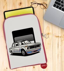 BK Gift Klasik Araç Tasarımlı Taşınabilir Koruyucu Tablet Kılıfı & Organizer Çanta - Pembe-11