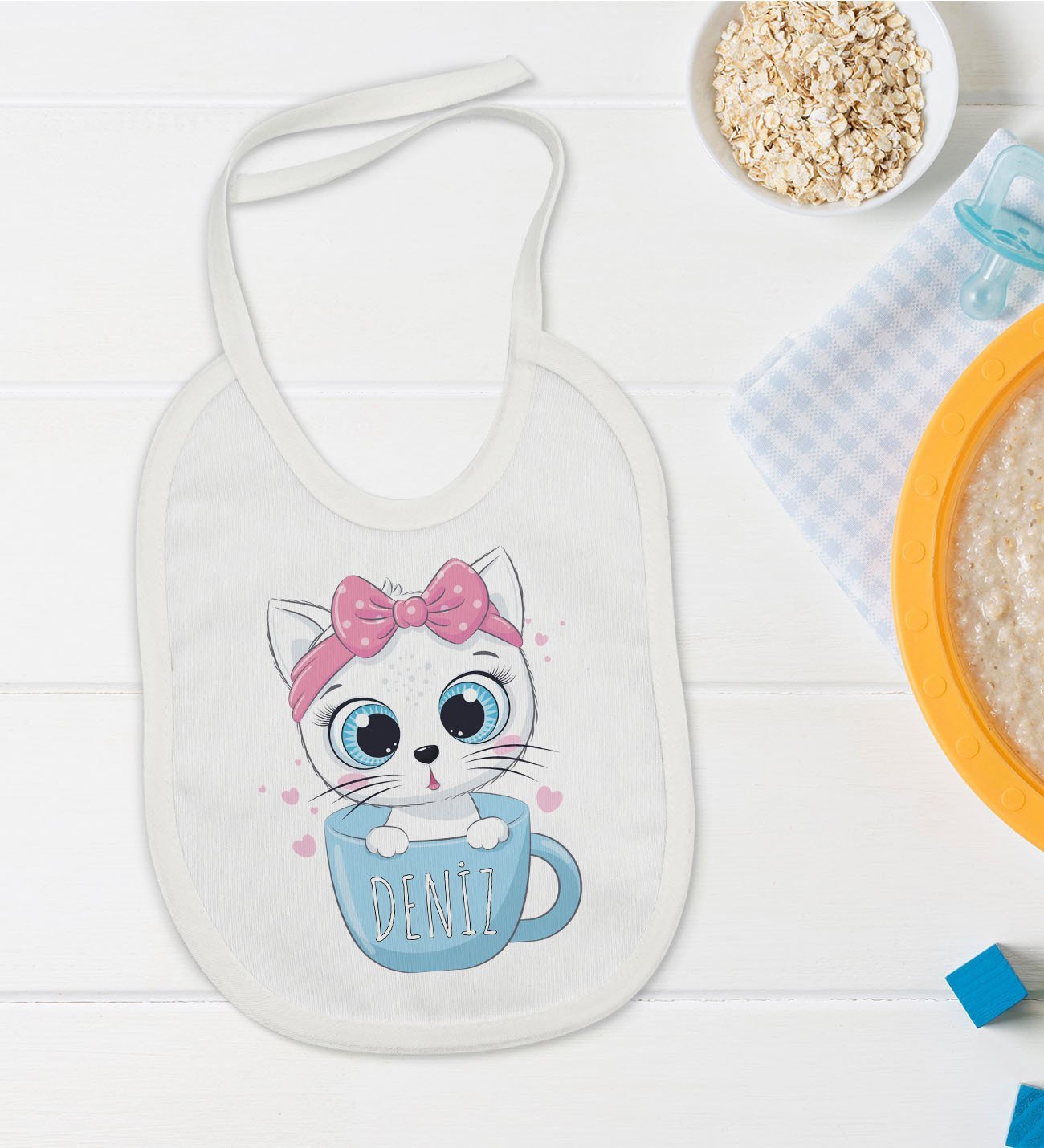 BK Kids Kişiye Özel İsimli Bebek Mama Önlüğü - Model 5