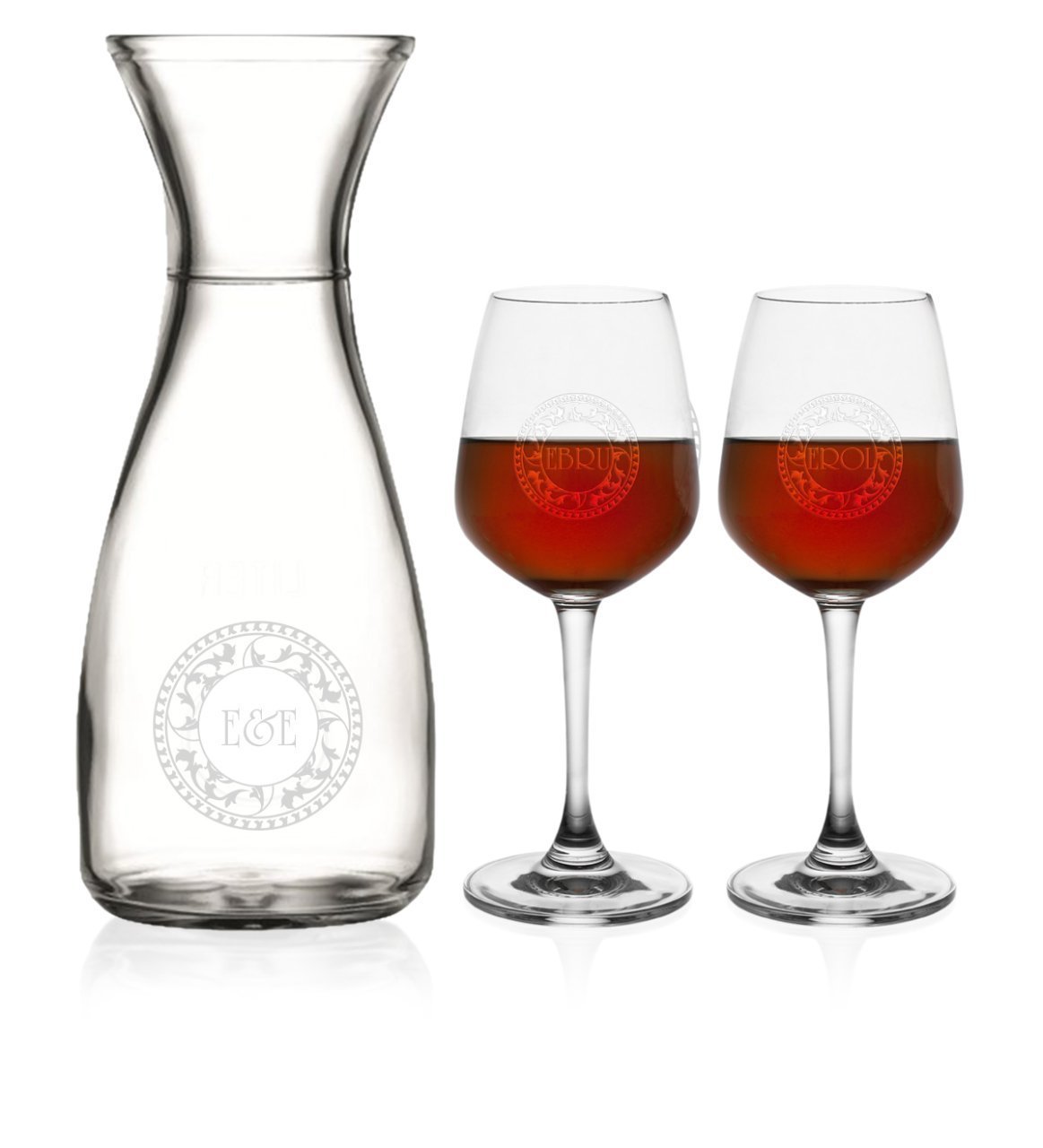 Kişiye Özel Bacchus Karaf ve 2'li Şarap Kadehi Seti