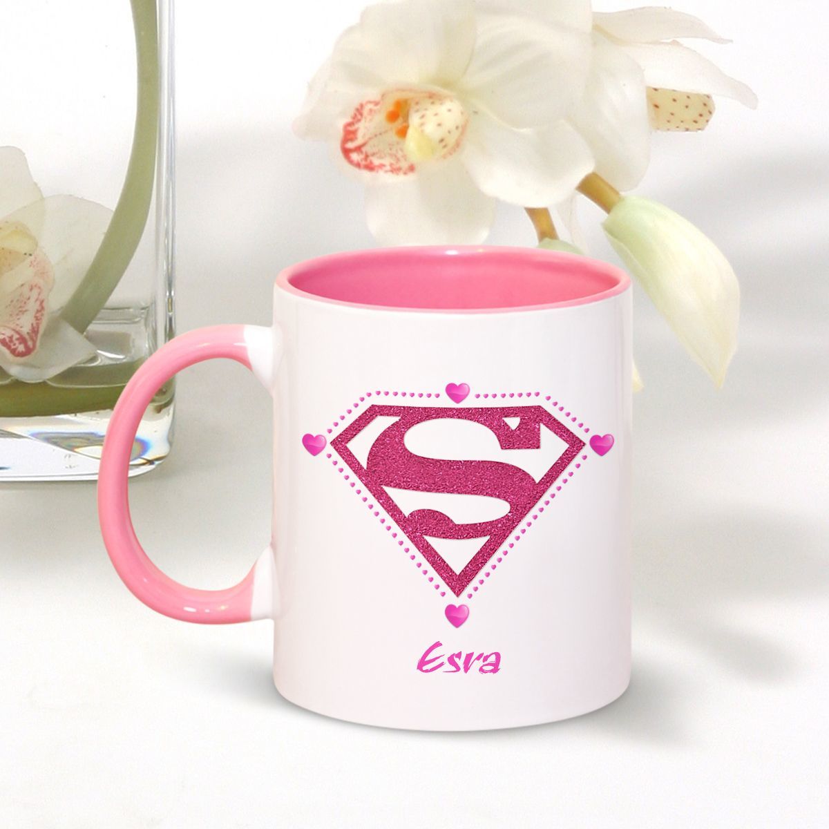Kişiye Özel Supergirl Pembe Kupa Bardak