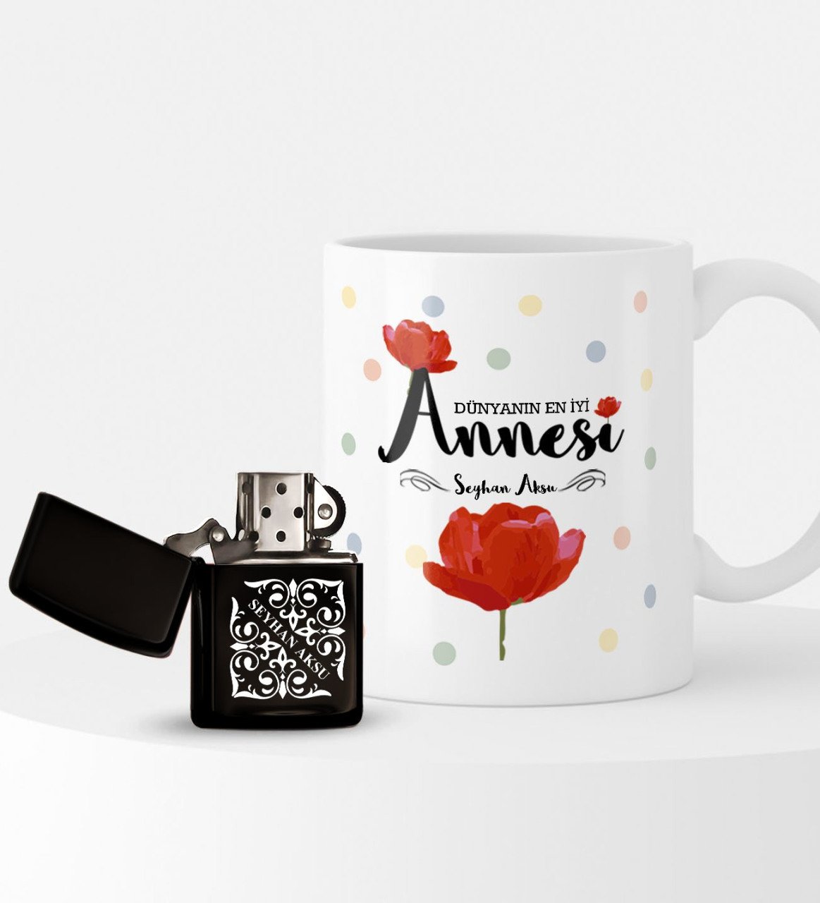 Kişiye Özel Dünyanın En İyi Annesi Çakmak ve Kupa Seti