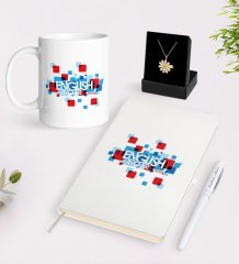 Kişiye Özel İngilizce Öğretmeni Beyaz Kupa Defter Kalem ve İsimli Papatya Kolye Hediye Seti-12