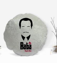 Kişiye Özel İsimli Baba Godfather Tasarımlı Yuvarlak Dekoratif Kırlent Yastık-12
