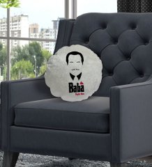 Kişiye Özel İsimli Baba Godfather Tasarımlı Yuvarlak Dekoratif Kırlent Yastık-12