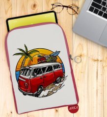 BK Gift Klasik Araç Tasarımlı Taşınabilir Koruyucu Tablet Kılıfı & Organizer Çanta - Pembe-10