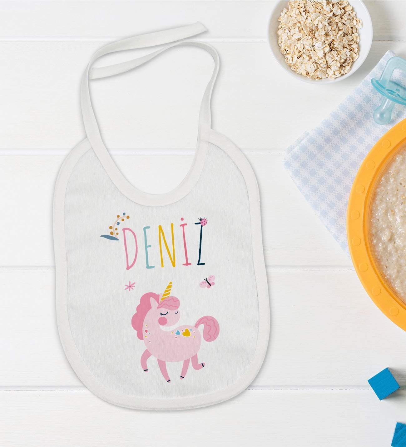 BK Kids Kişiye Özel İsimli Bebek Mama Önlüğü - Model 4