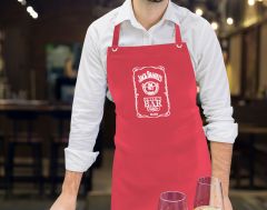 BK Gift Kişiye Özel İsimli Tarihli Bar Tasarımlı Profesyonel Kırmızı Mutfak Önlüğü, Aşçı Önlüğü, Şef Önlüğü, Arkadaşa Hediye-9