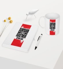 Kişiye Özel Dünyanın En İyi Öğretmeni Temalı Beyaz Defter Kalem Kupa Seti - 1