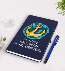 Kişiye Özel İsimli Lacivert Seyir Defteri ve Kalem Seti-5