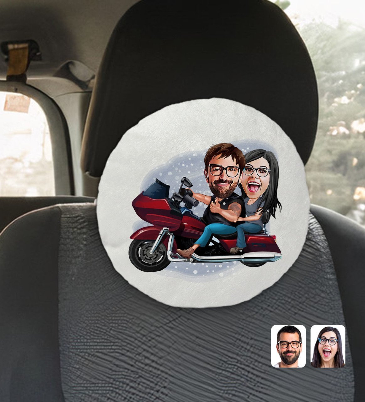 Kişiye Özel Sevgililer Karikatürlü Yuvarlak Dekoratif Kırlent Yastık-103