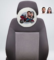 Kişiye Özel Sevgililer Karikatürlü Yuvarlak Dekoratif Kırlent Yastık-103