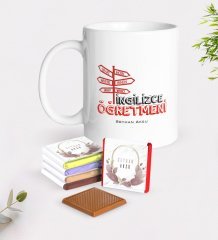 Kişiye Özel İngilizce Öğretmeni Beyaz Kupa ve Çikolata Hediye Seti-1