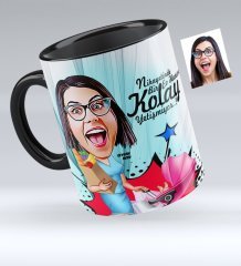 Kişiye Özel Ev Hanımı Karikatürlü Siyah Kupa Bardak - 1