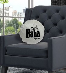 Kişiye Özel İsimli Baba Godfather Tasarımlı Yuvarlak Dekoratif Kırlent Yastık-5