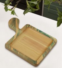 BK Gift Mermer Tasarımlı Kare Şeklinde Doğal Ahşap Servis ve Sunum Tabağı Model 2