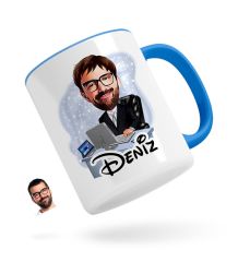 Kişiye Özel Erkek Genel Müdür Karikatürlü Mavi Kupa Bardak-1