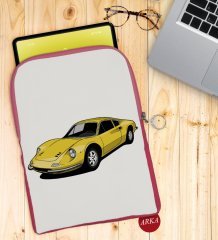 BK Gift Klasik Araç Tasarımlı Taşınabilir Koruyucu Tablet Kılıfı & Organizer Çanta - Pembe-7