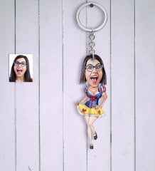 Kişiye Özel Pamuk Prenses Karikatür Anahtarlık