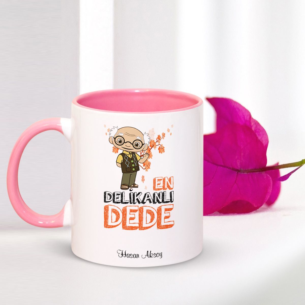 Kişiye Özel En Delikanlı Dede Pembe Kupa Bardak