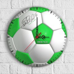 Kişiye Özel Cristiano Ronaldo İmzalı Futbol Topu Tasarımlı Ahşap Duvar Saati (30 cm.) - 2