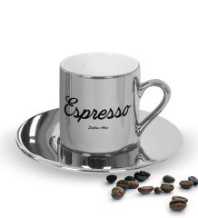 Kişiye Özel Aynalı Gümüş Espresso Fincanı