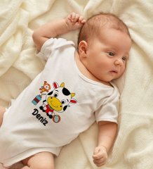 BK Kids Kişiye Özel İsimli Beyaz Bebek Body Zıbın ve Erkek Bebek Künyesi Hediye Seti-31