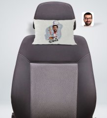 Kişiye Özel İsimli Erkek Chef Karikatürlü Dikdörtgen Araç Koltuk Yastığı-1
