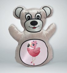 BK Gift Flamingo Tasarımlı Krem Ayıcık Yastık-3