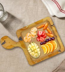 BK Gift Limon Tasarımlı Kare Şeklinde Doğal Ahşap Servis ve Sunum Tabağı Model 2