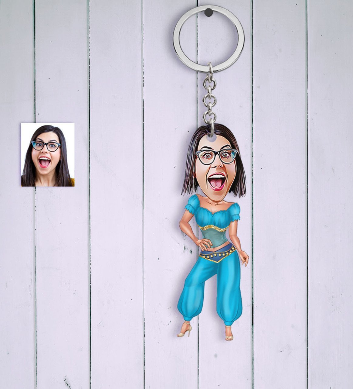 Kişiye Özel Oryantal Dansçı Karikatür Anahtarlık