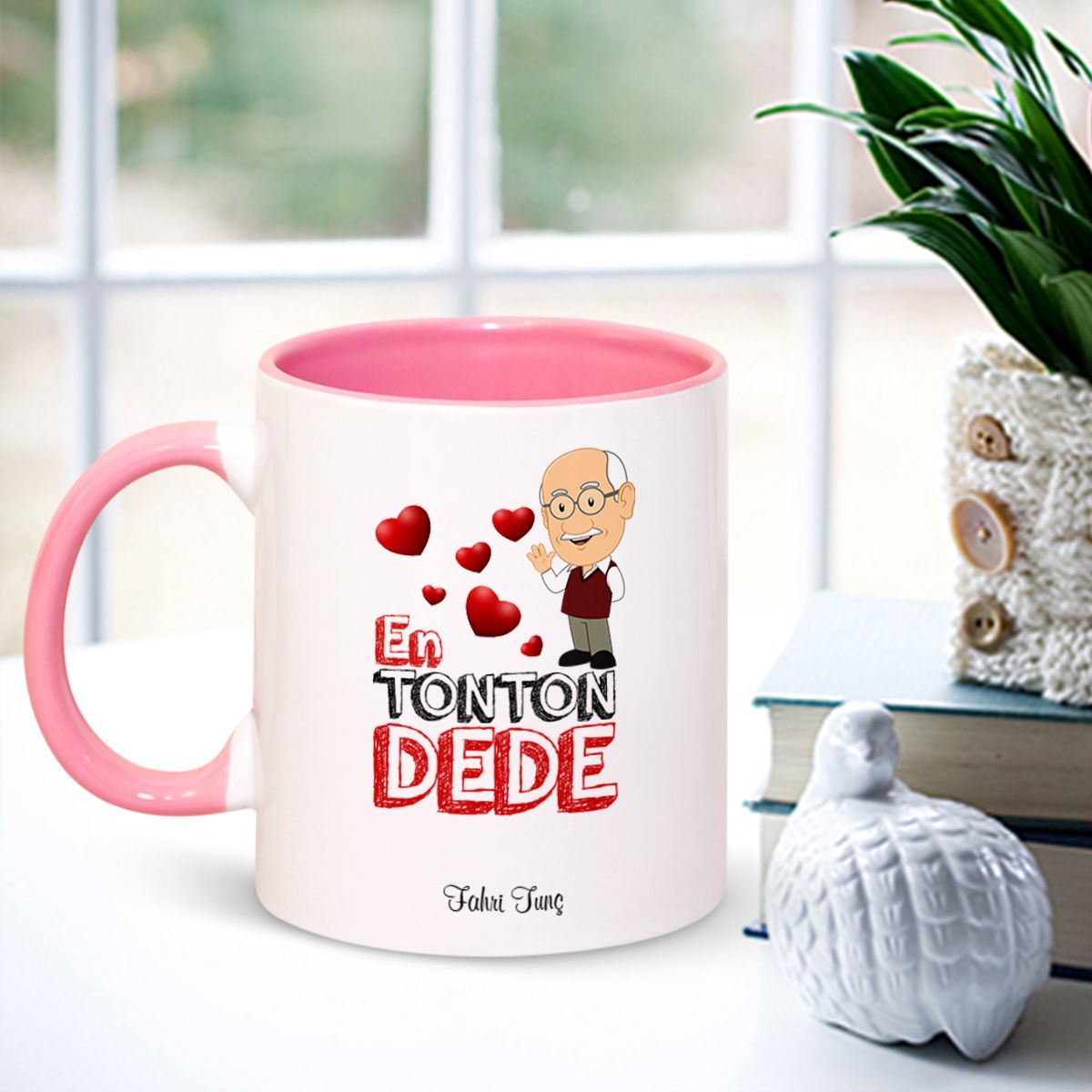 Kişiye Özel En Tonton Dede Pembe Kupa Bardak