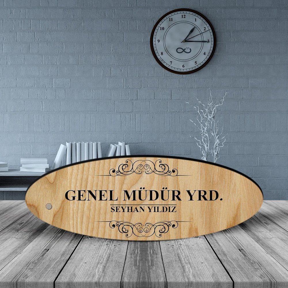 Kişiye Özel Mesleki Genel Müdür Yardımcısı Ahşap Oval Masa İsimliği - 2