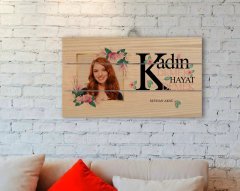 Kişiye Özel İsimli Fotoğraflı Kadınlar Günü Otantik Ahşap Palet Tablo-2