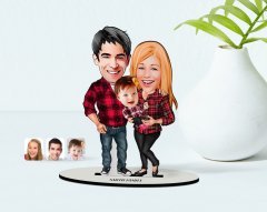 Kişiye Özel Aile Karikatürlü Ahşap Biblo Model-2