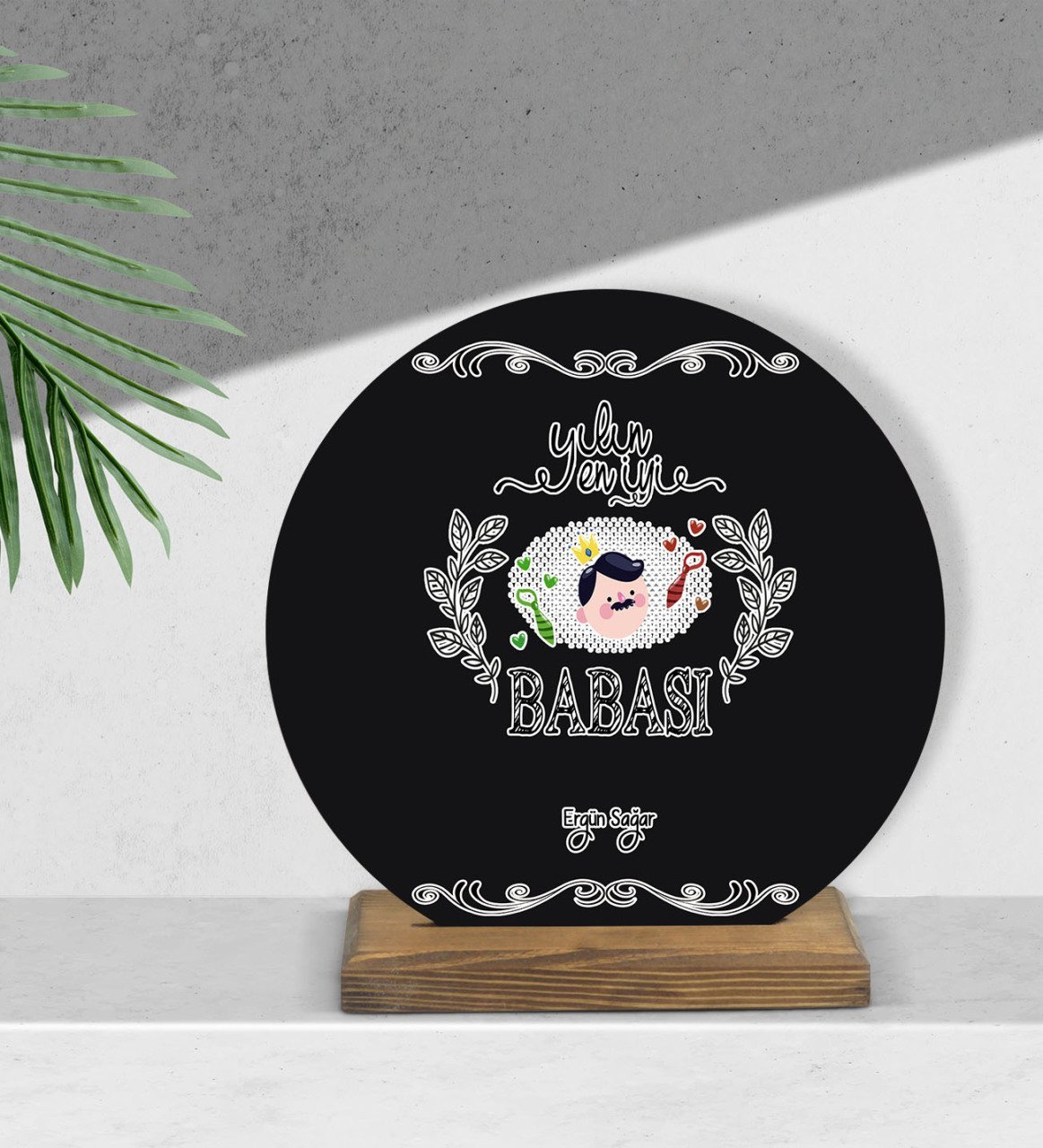 Kişiye Özel Yılın En İyi Babası Tasarımlı Ahşap Plak-1