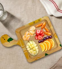 BK Gift Limon Tasarımlı Kare Şeklinde Doğal Ahşap Servis ve Sunum Tabağı Model 1
