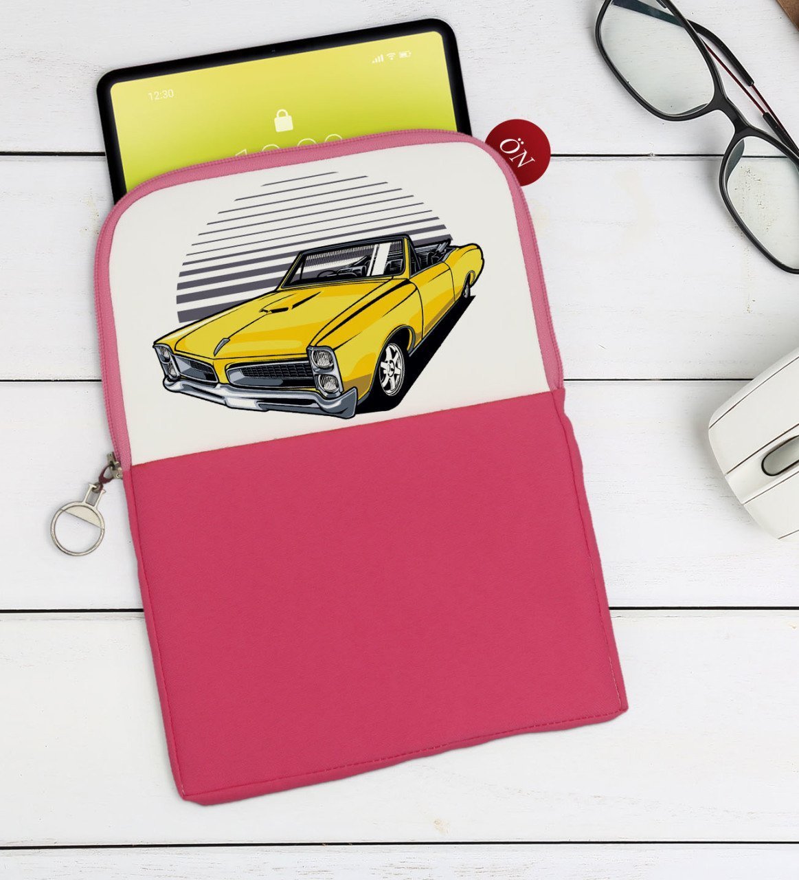 BK Gift Klasik Araç Tasarımlı Taşınabilir Koruyucu Tablet Kılıfı & Organizer Çanta - Pembe-5