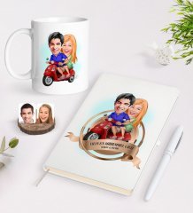 Kişiye Özel Yılın En Mükemmel Çifti Karikatürlü Beyaz Defter Kalem ve Kupa Seti-10