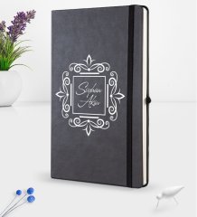 Kişiye Özel İsimli Siyah Termo Deri Defter 16x24cm Model 1
